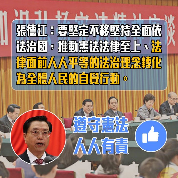 【憲法至上】張德江：憲法是國家的根本法，是治國安邦的總章程