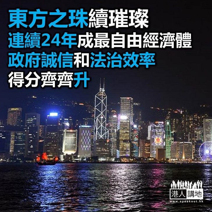 【焦點新聞】香港NO.1！ 連續廿四年成全球最自由經濟體 得分更有上升
