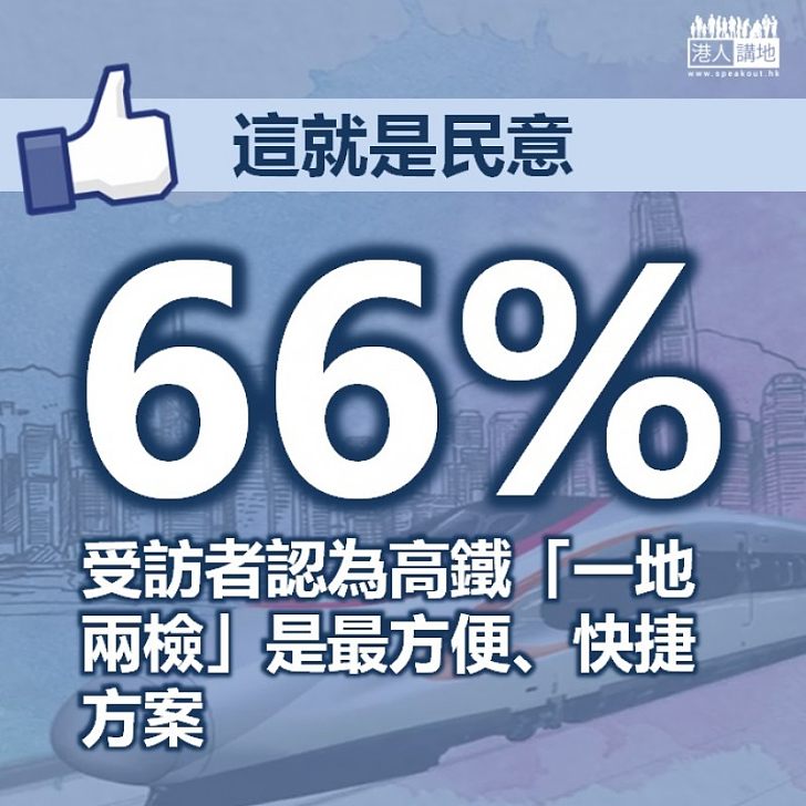 【民意昭昭】66%人認為高鐵「一地兩檢」是最方便、快捷方案