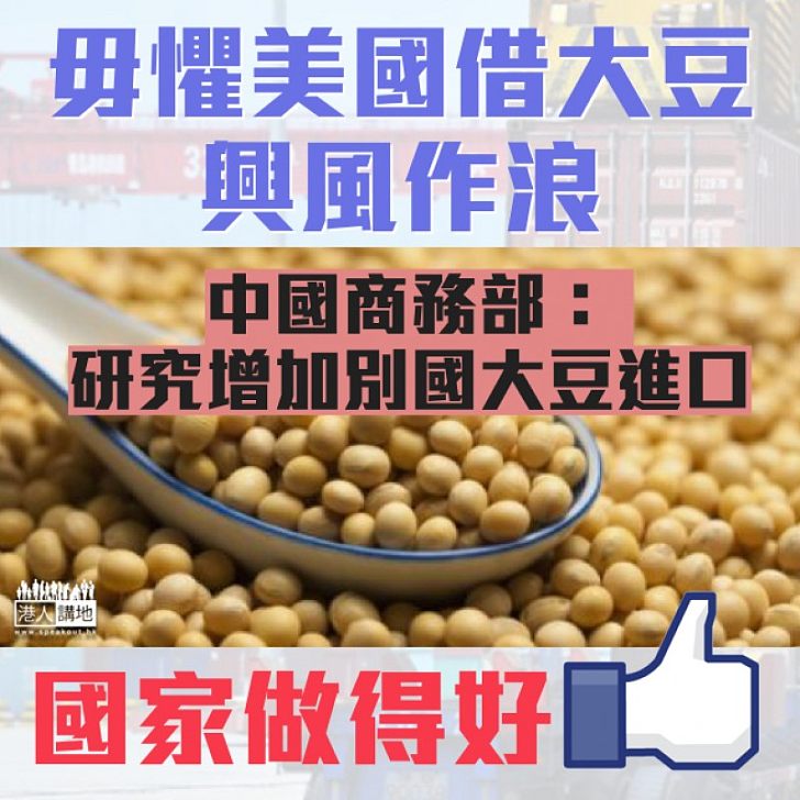 【回擊美國】中國商務部：研究增加別國大豆進口