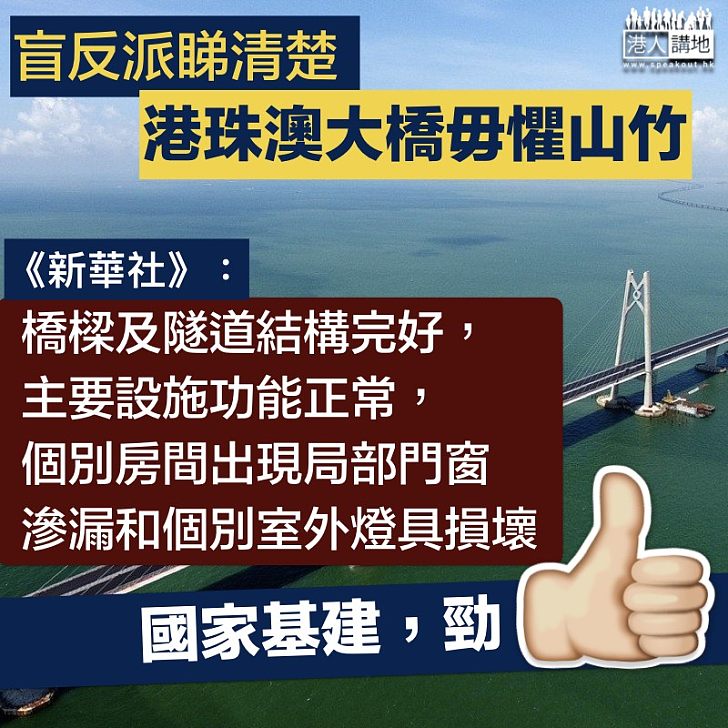 【毋懼颱風】《新華社》：港珠澳大橋結構完整 主要設施功能正常