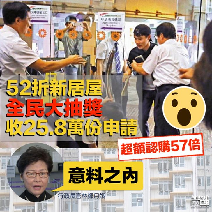 【全民大抽獎】新居屋超額認購57倍 林鄭：意料之內