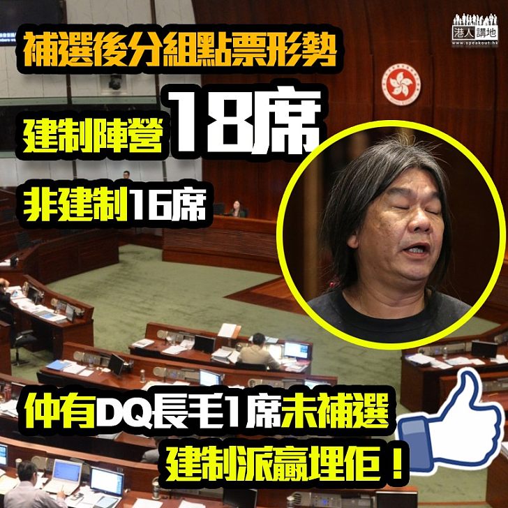【香港的勝利】分組點票建制陣營將增至18票 剩長毛被DQ一席未補選