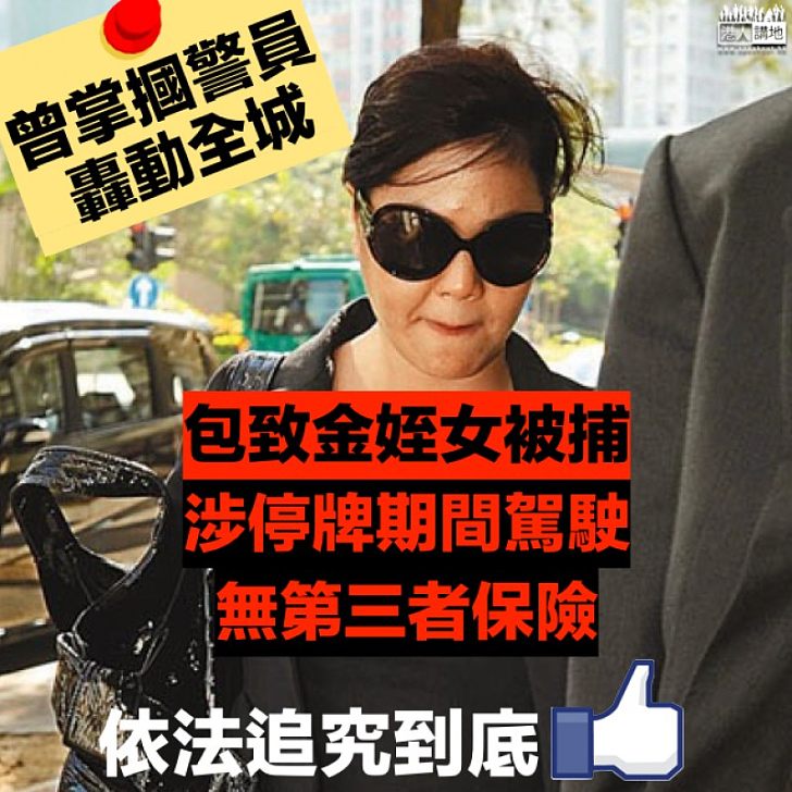 【依法追究】包致金姪女又「嚟料」? 涉無牌駕駛、無第三者保險被捕