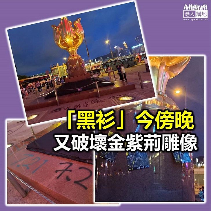 【破壞金紫荊像】示威者再破壞金紫荊雕像