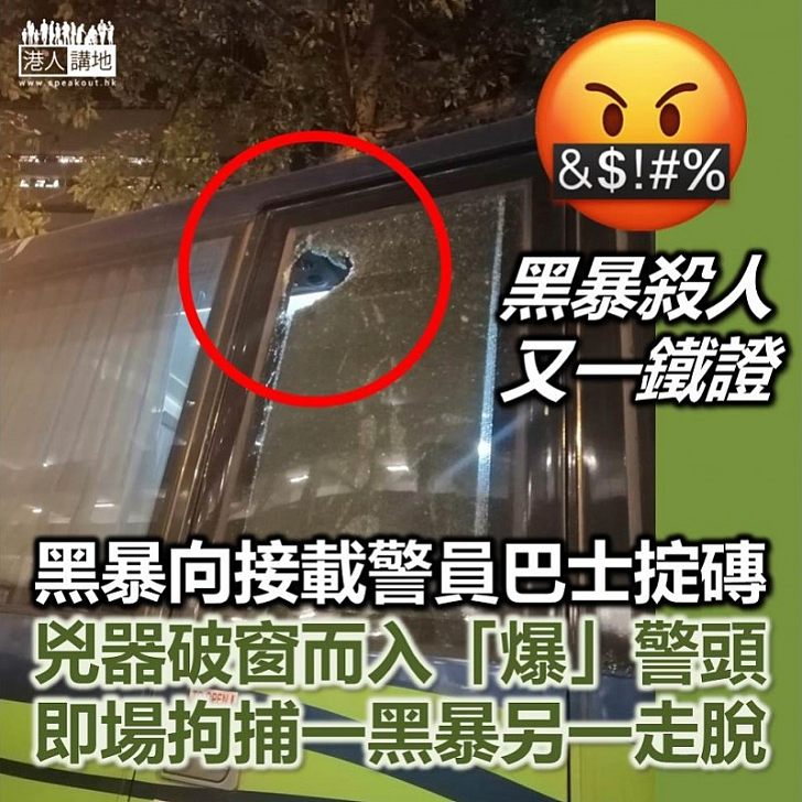 【黑暴傷警】黑暴向旅巴掟磚、砸爆防暴警察頭