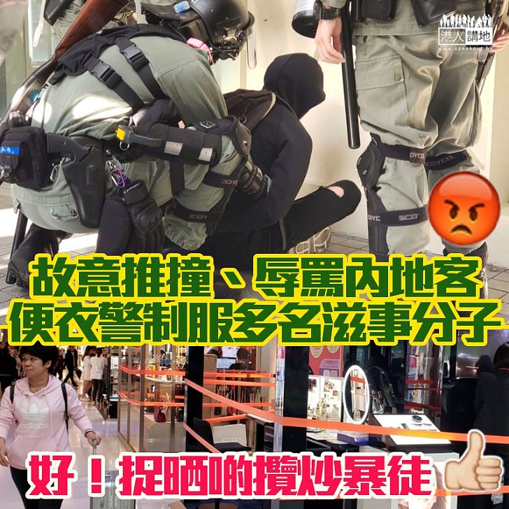 【滋擾商場】「光復上水」有黑暴支持者故意推撞內地客！警方制服至少兩人