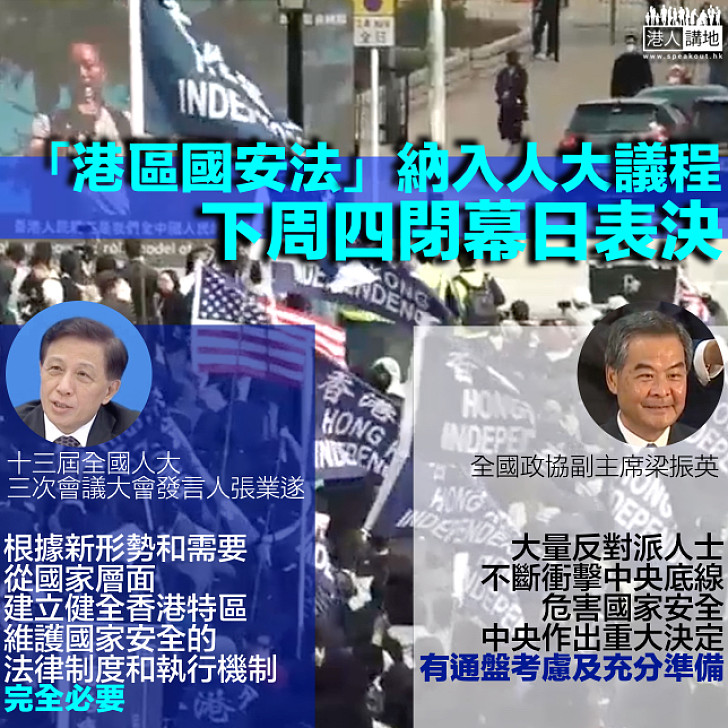 【安邦定國】「港區國安法」納入人大議程 張業遂：根據新形勢和需要行使憲法賦權 梁振英：中央作出重大決定有通盤考慮及充分準備