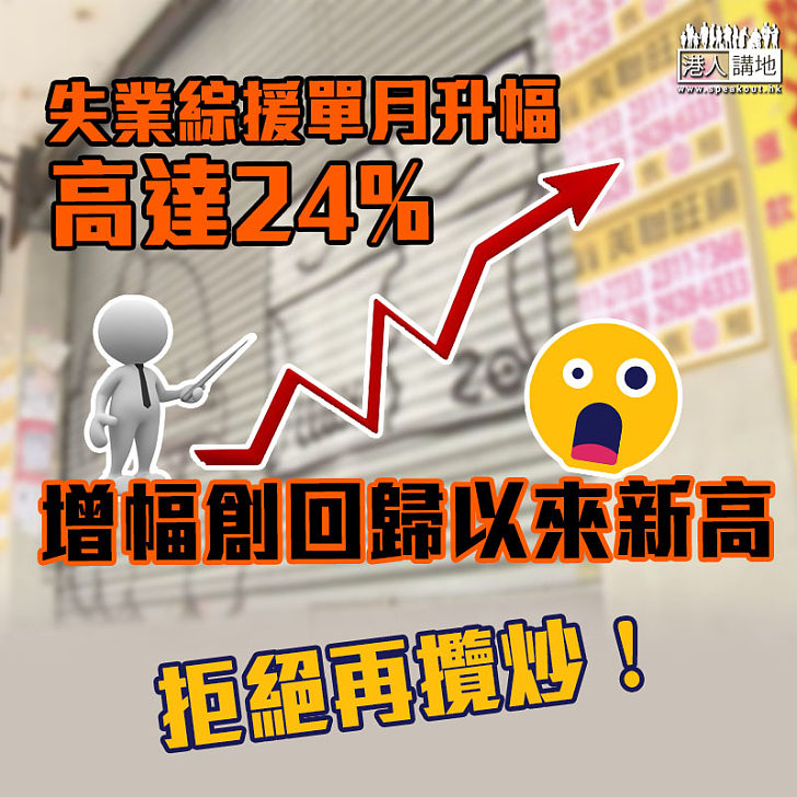 【疫情影響】失業綜援單月升幅高達24%　增幅創回歸以來新高