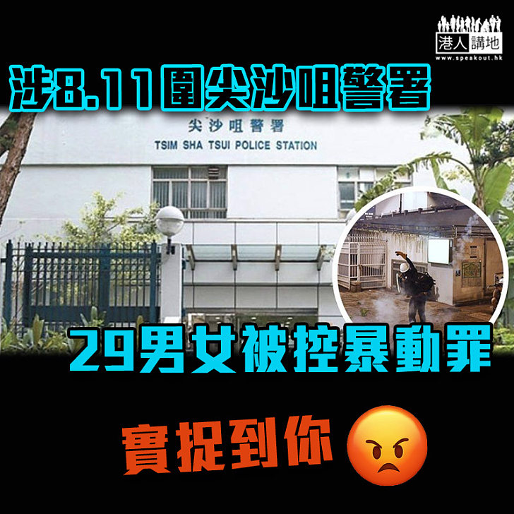 【黑暴運動】涉8.11圍尖沙咀警署 29男女被控暴動罪