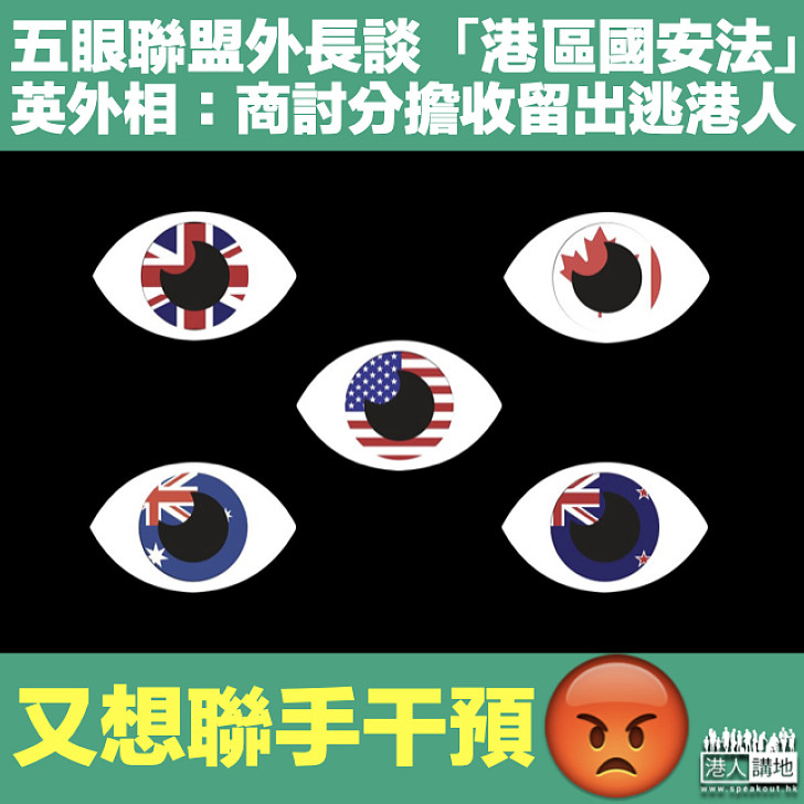 【插手干預】五眼聯盟外長談「港區國安法」 英外相：商討分擔收留出逃港人