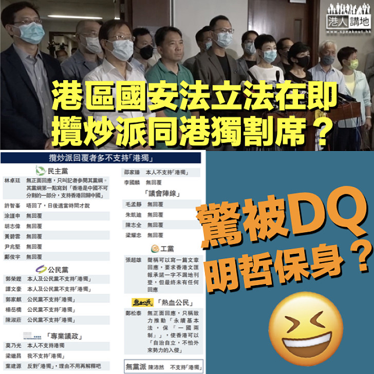 【攬炒派明哲保身？】公民黨及專業議政議員聲稱唔撐港獨 民主黨及議會陣線玩「潛水」