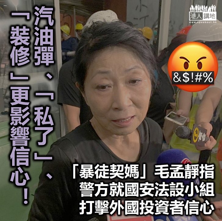 【港區國安法】「暴徒契媽」毛孟靜指警方就國安法設小組將打擊外國投資者信心