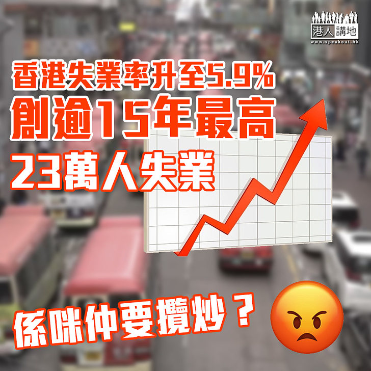 【拒絕攬炒】香港失業率升至5.9%創逾15年最高 23萬人失業
