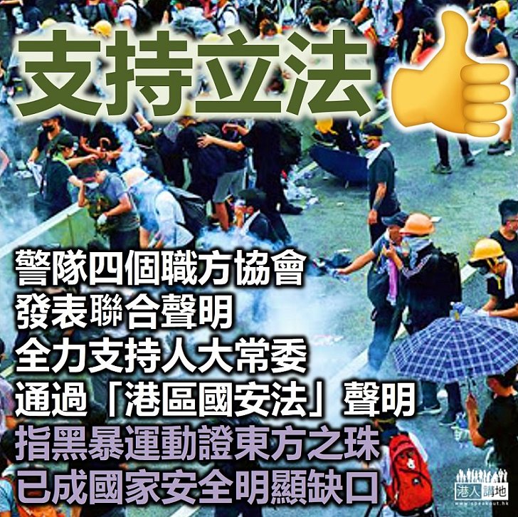 【港區國安法】警隊四個職方協會發表聯合聲明全力支持人大常委通過「港區國安法」