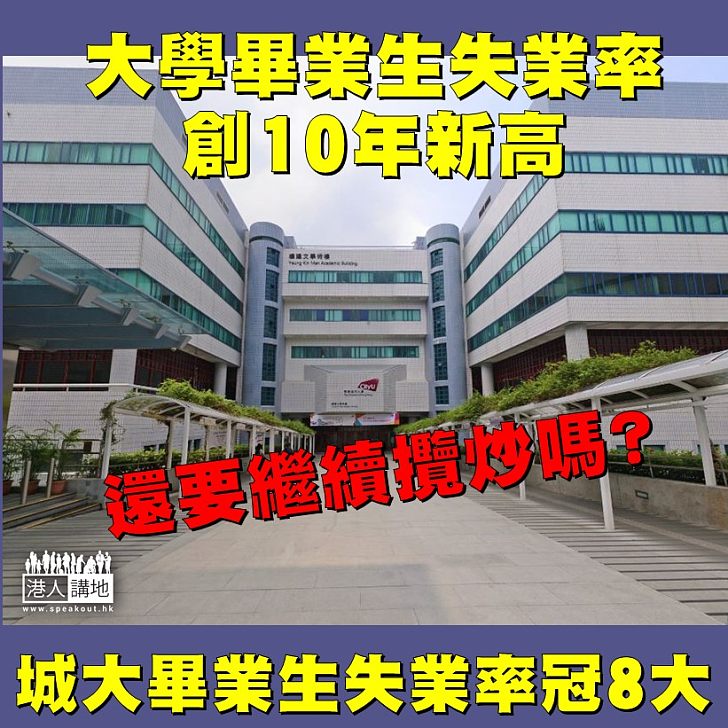 【畢業即失業】最新數據顯示，去年大學畢業生的失業率達2.8%，創10年新高。