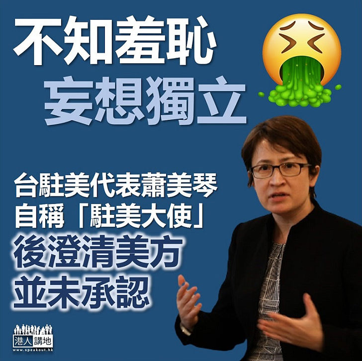 【自稱大使】台灣政府駐美代表蕭美琴自稱「駐美大使」 後澄清美方並未承認