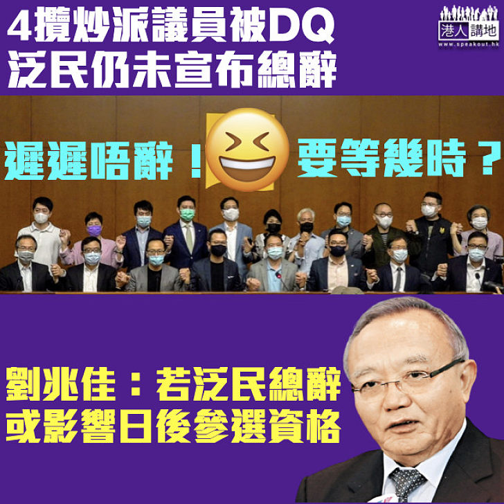 【DQ議員】攬炒派遲遲未宣布總辭 劉兆佳：若泛民總辭或影響日後參選資格