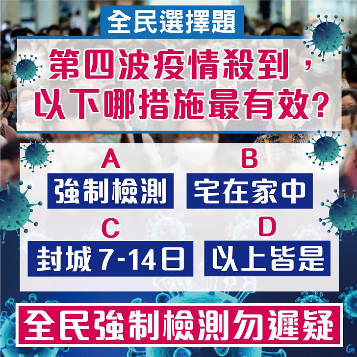 【今日網圖】第四波疫情殺到，以下哪措施最有效？