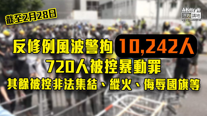 【止暴制亂】反修例風波警拘逾萬人 720人被控暴動罪