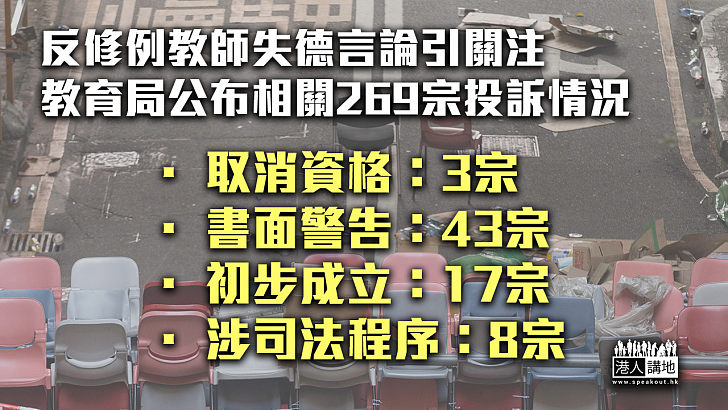 【教師播獨】反修例教師失德言論引關注 教育局公布相關269宗投訴情況