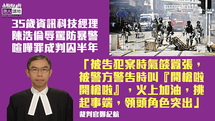 【火上加油】資訊科技經理辱罵防暴警、喧嘩罪成囚半年 官斥：帶頭挑起事端