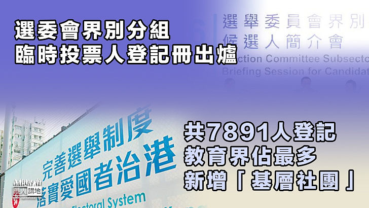 【選舉專線】選委會界別分組臨時投票人登記冊出爐 教育界佔最多選民界別