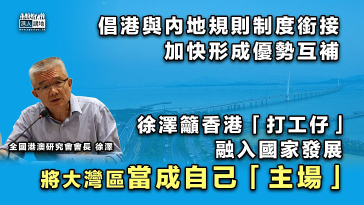 【融入國家發展】倡港與內地規則制度銜接 徐澤籲「打工仔」將大灣區當成自己「主場」