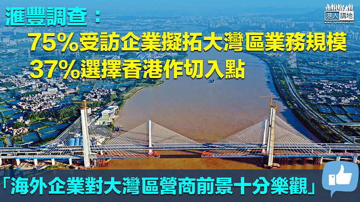 【機遇無限】滙豐調查：75%受訪企業擬拓大灣區業務規模 37%選擇香港作切入點