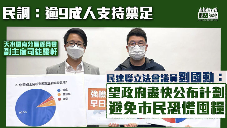 【全民檢測】民調顯示逾9成人支持禁足 民建聯倡兩周全民強檢