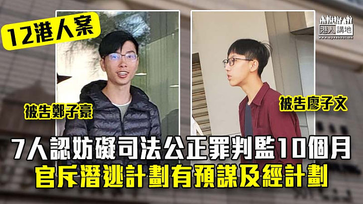 【12港人案】7人認妨礙司法公正罪判監10個月 官斥潛逃計劃有預謀及經計劃