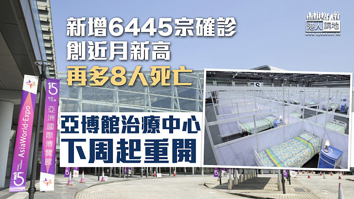 【最新疫情】新增6445宗確診、多8人死亡 亞博館治療中心下周起重開