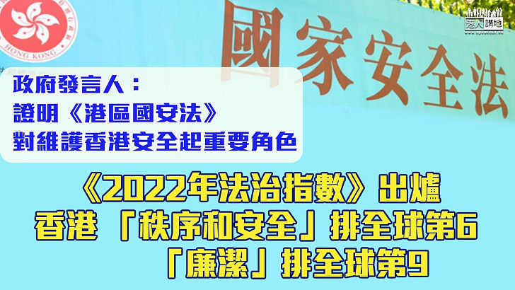 【香港法治】《2022年法治指數》出爐 香港秩序和安全排名整體維持高位