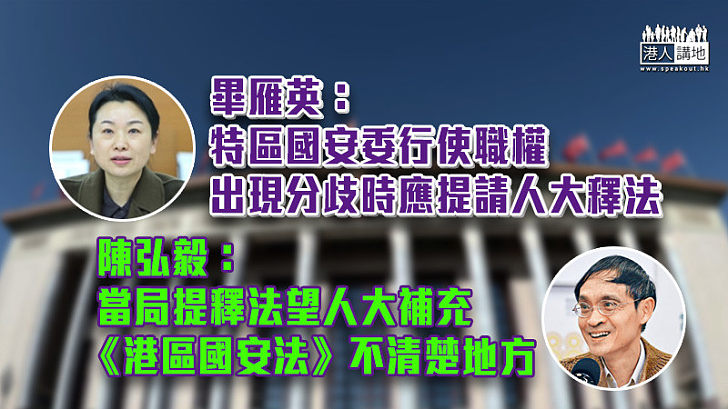 【港區國安法】畢雁英：特區國安委行使職權出現分歧時應提請人大釋法 陳弘毅：當局提釋法望人大補充《港區國安法》不清楚地方