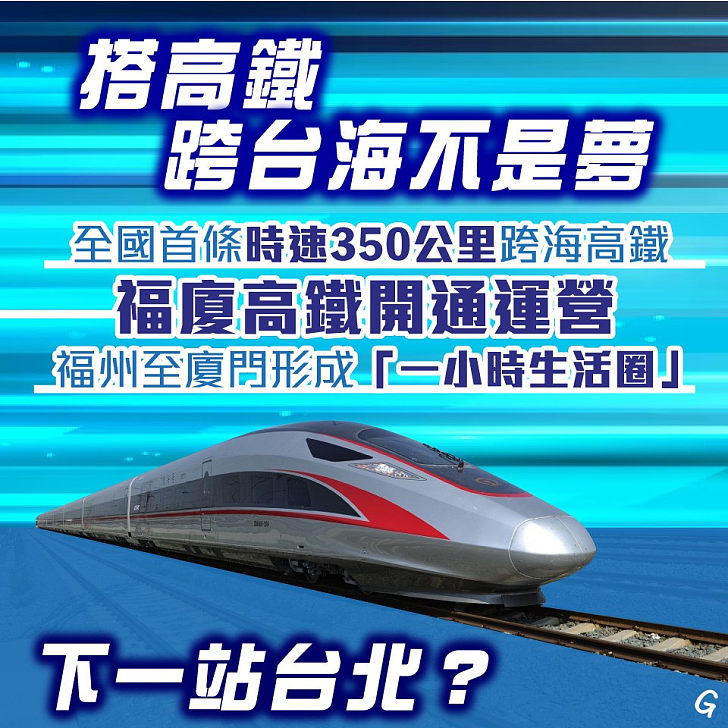 【今日網圖】搭高鐵跨台海不是夢