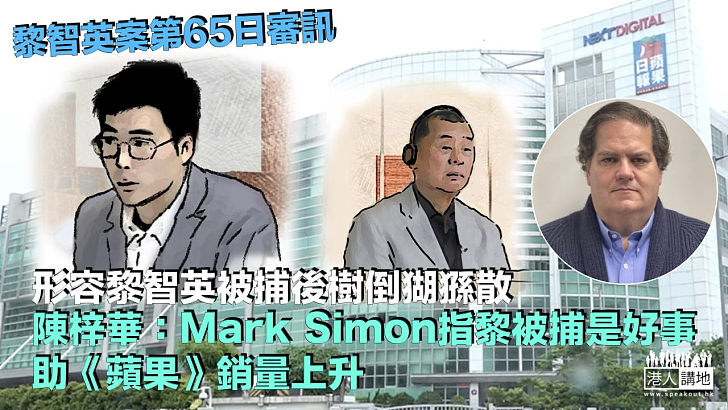 【黎智英案】形容黎智英被捕後樹倒猢猻散 陳梓華：Mark Simon指黎被捕是好事、助《蘋果》銷量上升