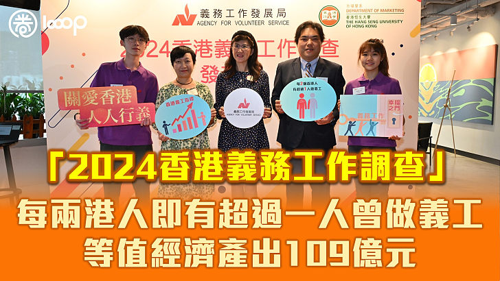 【助人為快樂之本】義務工作發展局調查：每兩港人即有超過一人曾做義工 等值經濟產出達109億元
