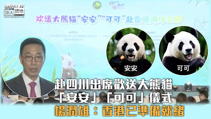 【大熊貓來港】赴四川出席歡送大熊貓「安安」「可可」儀式 楊潤雄：香港已準備就緒