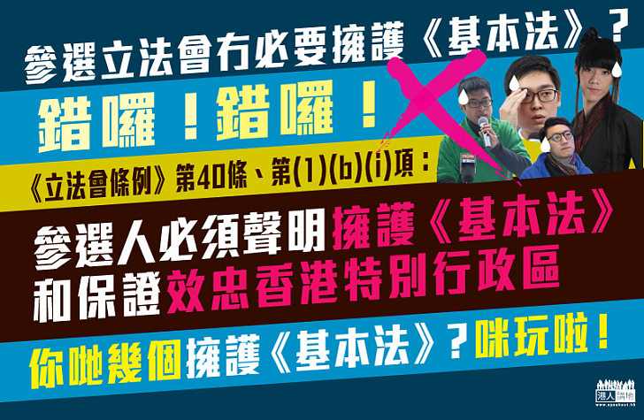 立法會選舉候選人不必擁護《基本法》？
