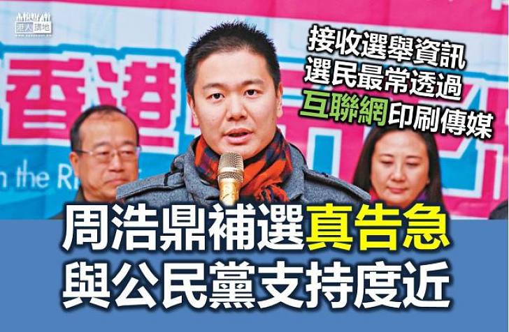 新東補選在即　周浩鼎楊岳橋支持度近　逾兩成市民透過互聯網接收選舉資訊