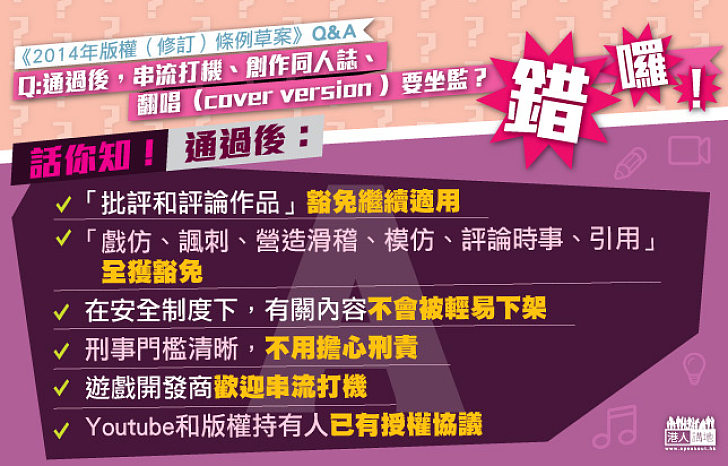 《2014年版權（修訂）條例草案》Q&A (3)