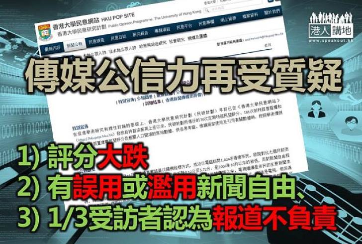 【眼睛雪亮】市民對傳媒公信力評分創06年以來新低