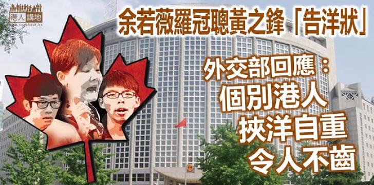 【嚴正指正】外交部：個別港人挾洋自重令人不齒