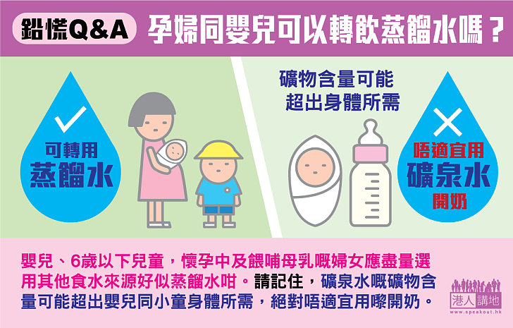 【鉛慌Q&A】問：孕婦同嬰兒可以轉飲蒸餾水嗎？