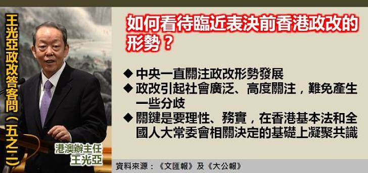 【政改答客問】王光亞：理性務實在基本法和人大常委決定上凝聚共識
