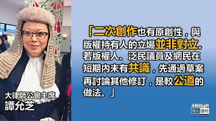 大律師公會主席譚允芝：應保障私有產權 並非網民「想用就用」