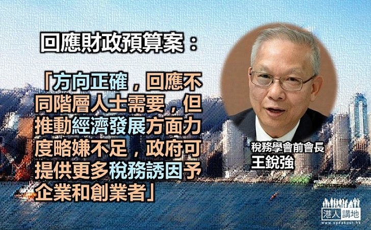 稅務學會前會長王銳強：有回應不同階層人士需要但推動經濟力度不足