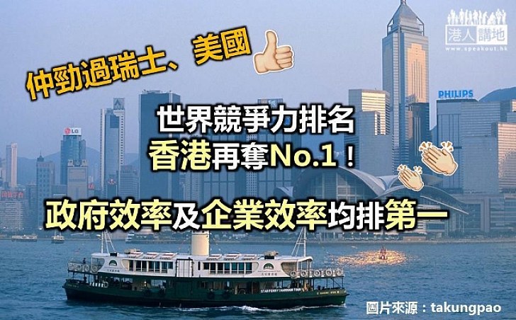 全球競爭力排名 香港重登榜首