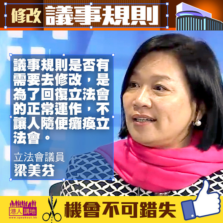 【修改議事規則】梁美芬：不讓人隨便癱瘓立法會