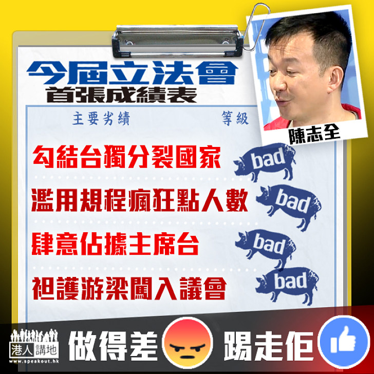 【埋單計數】立會劣績表──陳志全